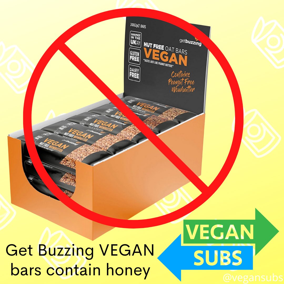 ⚠️⚠️WARNING⚠️⚠️
Watch out, these @getbuzzing bars clearly labelled (and named) VEGAN are not vegan, they contain animal products - honey!
 
Share to let your friends know so they don’t get caught out!

@VeganFoodUK @veganuary @VegfestUK @_musayrto