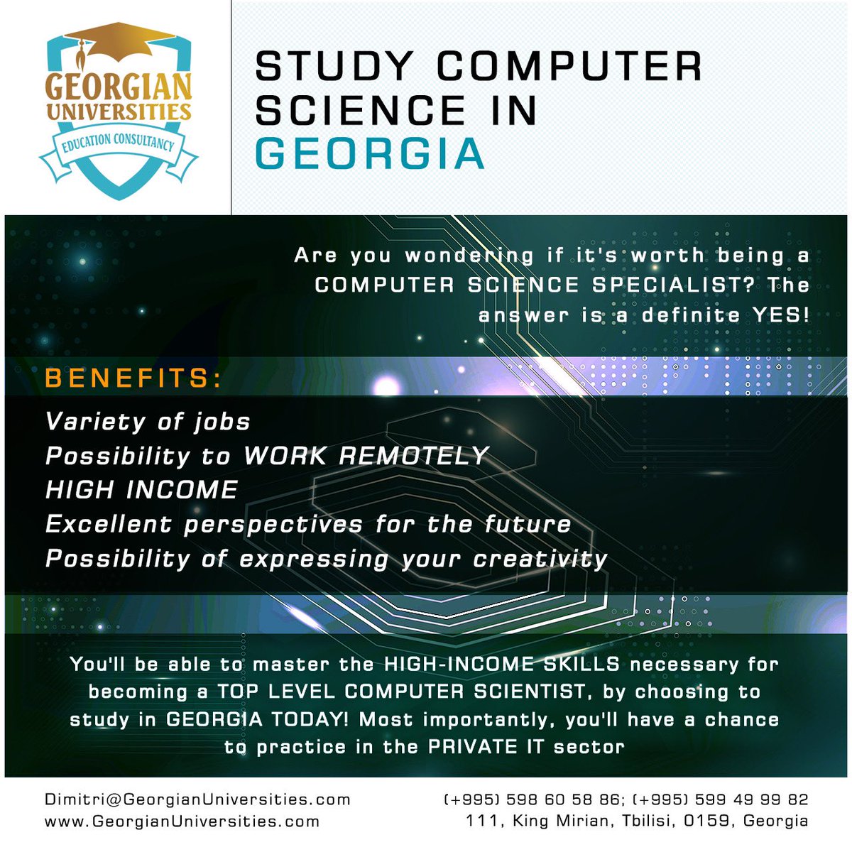 GeoUniversities's tweet photo. Study Computer Science in Georgia 👨🏻🎓👩🏼🎓🇬🇪
.
.
.
#studyingeorgia #georgianuniversities #mbbsinabroad #studyinphilippines #studymbbsabroad #studyinukraine #mbbs #studymbbs #mbbsabroad #mbbsingeorgia #medicine #neet #mbbsinphilippines #becomeadoctor #studymbbsingeorgia #digital https://t.co/n2XFjmJold