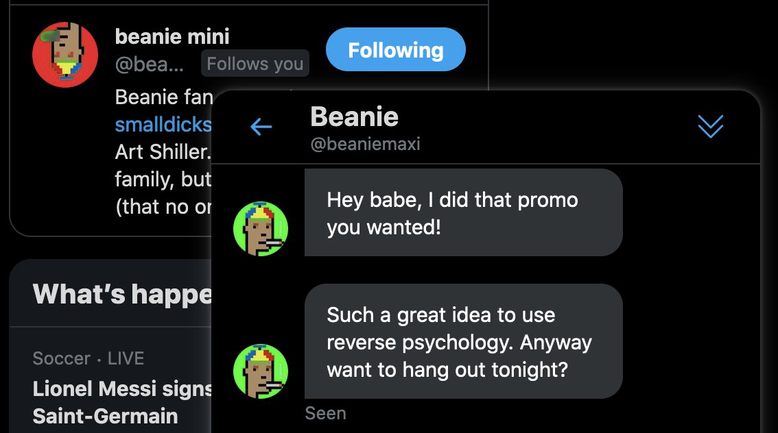 CyberneticNFTs's tweet photo. Seeing a lot of beanie drama on nft twitter right now regarding his random aggression towards Pranksy.

Sure he's sexist and out of touch, but we still think he's a great guy !

Sure helped us out a ton. https://t.co/atLxsh5x5h