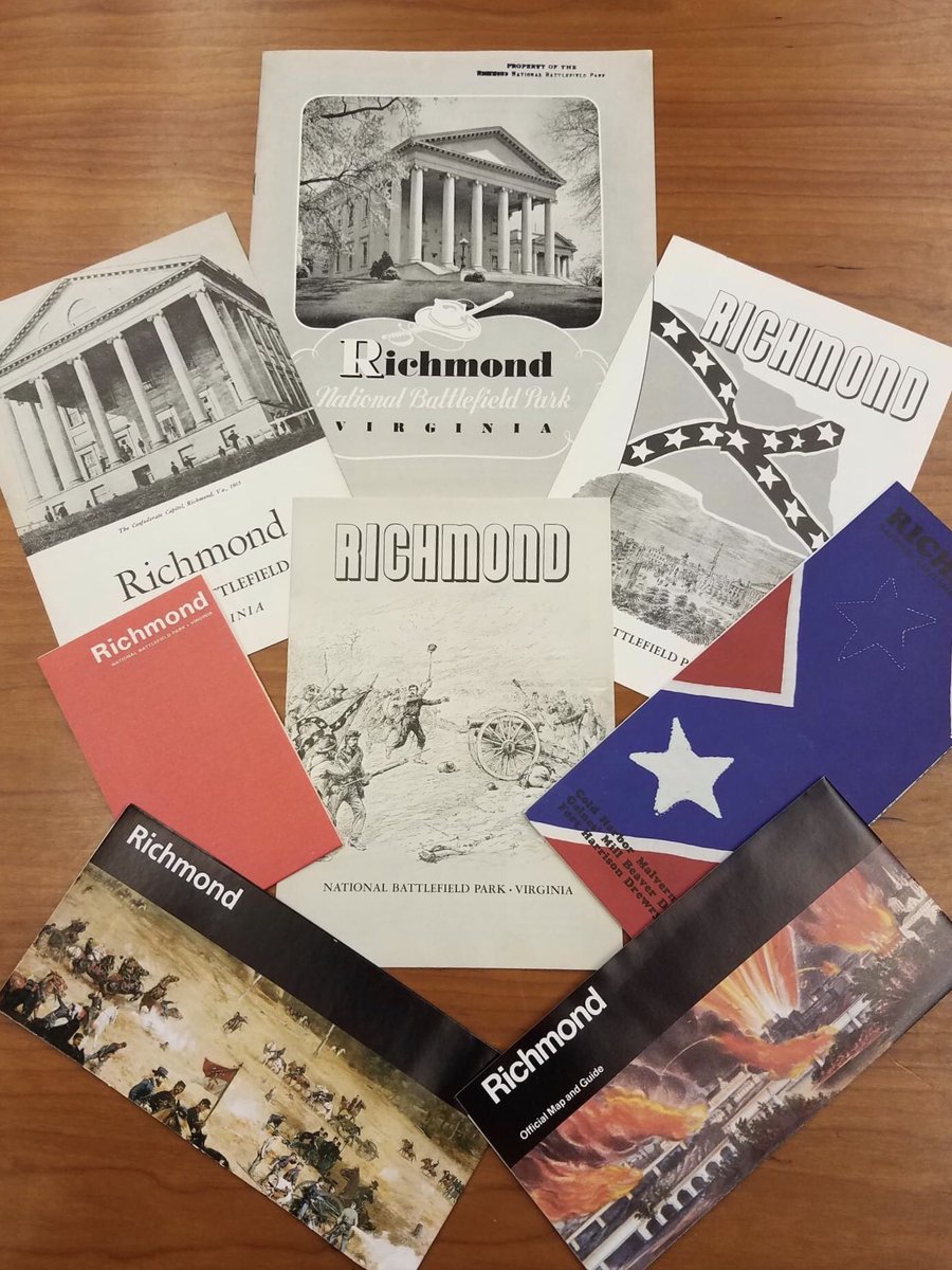 Since Richmond National Battlefield Parks establishment in 1936 the park has issued numerous brochures over the past 85 years. Below are just a sampling of ones from days gone by.  Do you have anything like this in your scrapbook?
#myparkscrapbook
#makingmemories
#RVABattlefields