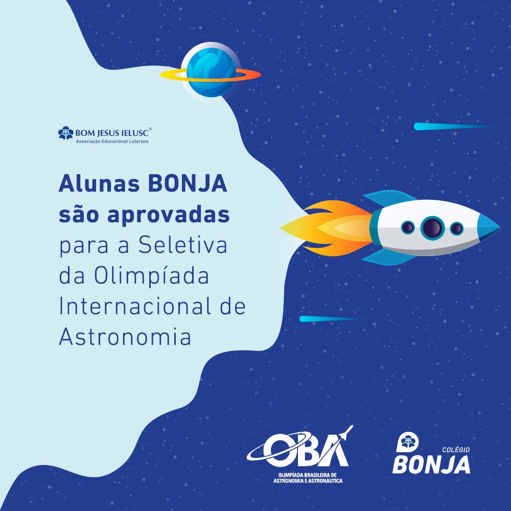 O BONJA será o maior representante de Joinville na Seletiva da Olimpíada Internacional de Astronomia. As alunas do Ensino Médio participarão de três provas seletivas que iniciam em setembro. Parabéns e boa sorte! 🎉
Saiba mais: bit.ly/3fudodn.