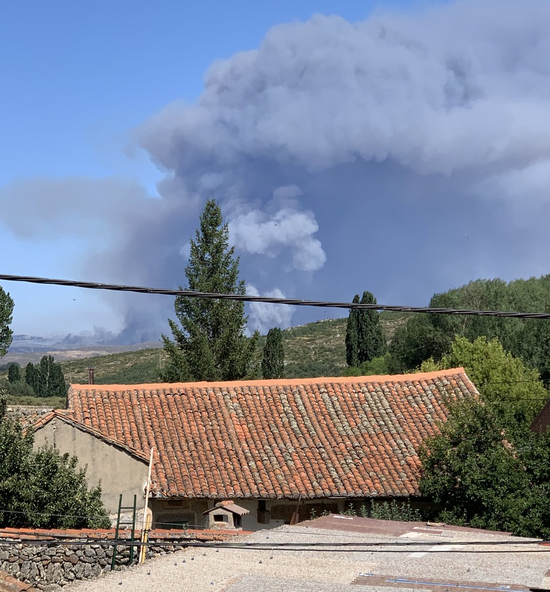 tonissanchez's tweet image. [17:15 | 16/08/2021] 📸 La columna de humo del foco del #IFNavalacruz que se ha reavivado en la parte suroeste del incendio, cerca de su origen, parece que va a más #Navalacruz 🔥🔥 Este es el panorama desde #Navadijos ⚠️⚠️ ¡Continúa el aire intenso! @AT_Brif @El_Batefuegos
