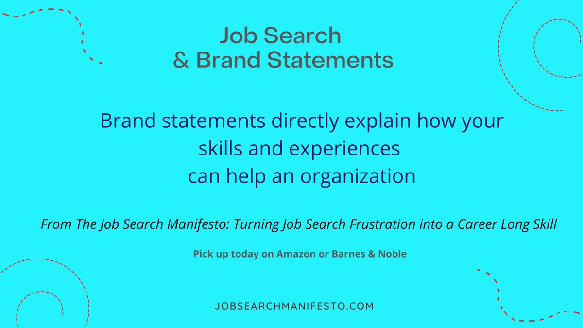 Brand Statements focus on how your background and passion will help an organization. 
Pretty simple - and powerful
⁠More about the book: amzn.to/3xOShZB
#JobSearch #jobhunt