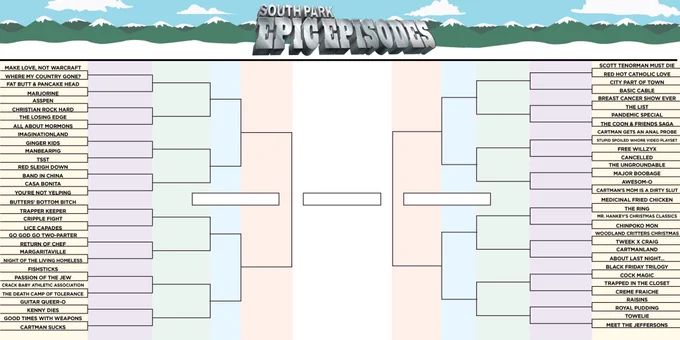 The South Park Epic Episodes tournament begins today! Vote for your favorite episodes in this thread 