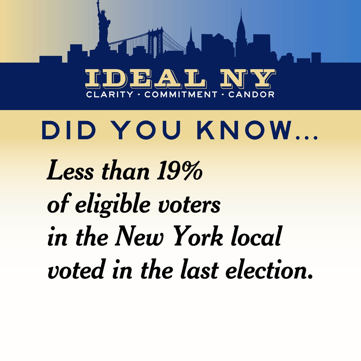 Your vote counts! Don't pass on the opportunity to make a difference. Vote @IDEAL_NY !