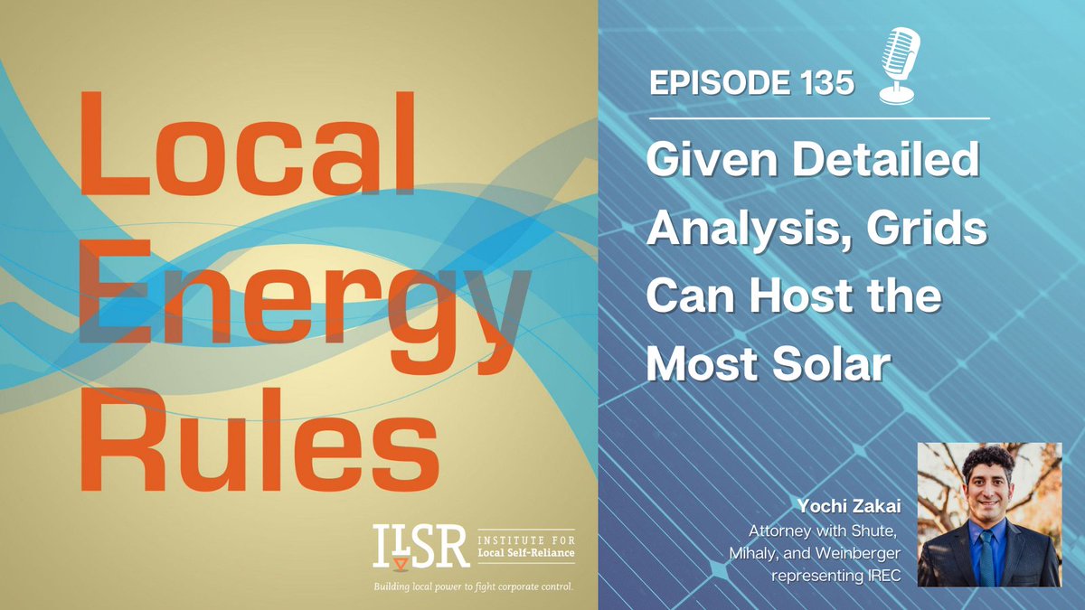 GwenBrown226's tweet image. Tune in to @ilsr&apos;s new #LocalEnergyRules podcast episode where @IRECUSA&apos;s Yochi Zakai discusses #hostingcapacityanalysis and how publicly shared grid information can help #solar developers, electric customers, and others make more informed decisions: irecusa.org/blog/regulator…