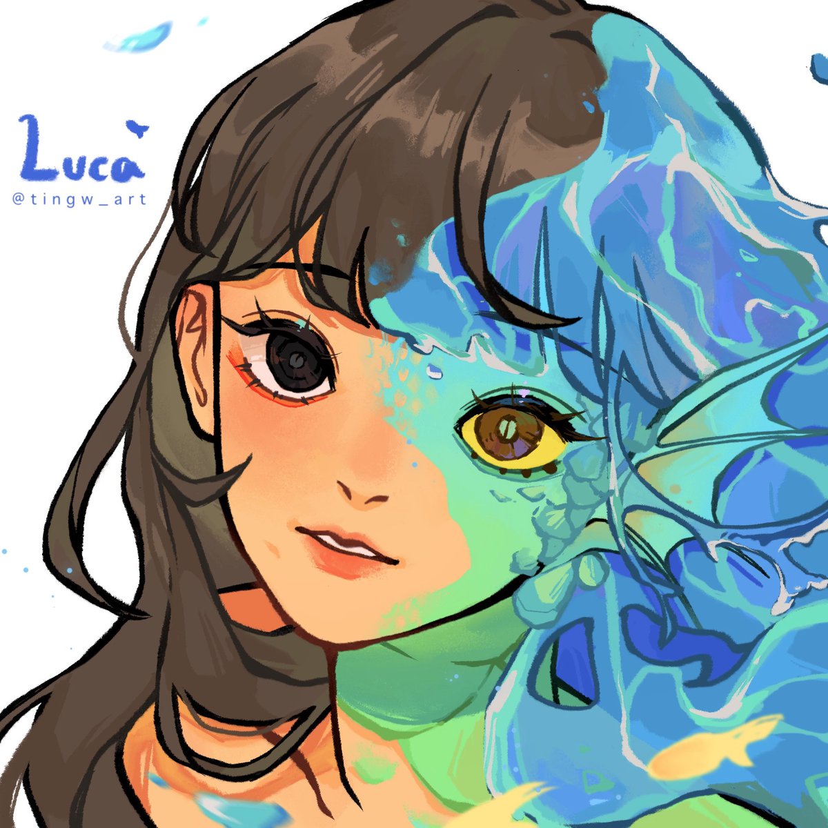 tingw_art's tweet photo. Me x Luca🌊
I joined the #toonmeluca challenge!!
So this is a self portrait of me being half Luca✨
#luca #toonme #selfprtrait #art #illustration #digitalart https://t.co/rf1lZ34RPV