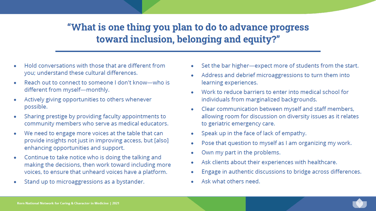 What is one thing you plan to do to advance progress toward inclusion, belonging and equity?

Participants in last week's #KNNMedFlourish session shared their ideas, and we'd love to hear yours—leave a comment below.

#MedEd #medtwitter
