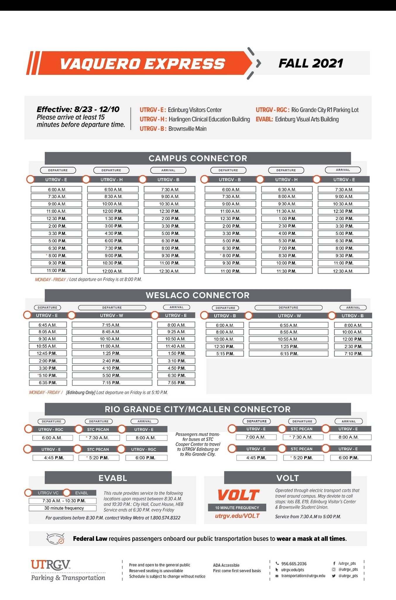 UTRGV PTS on Twitter "Hi Vaqueros! Here is the Fall 2021 semester