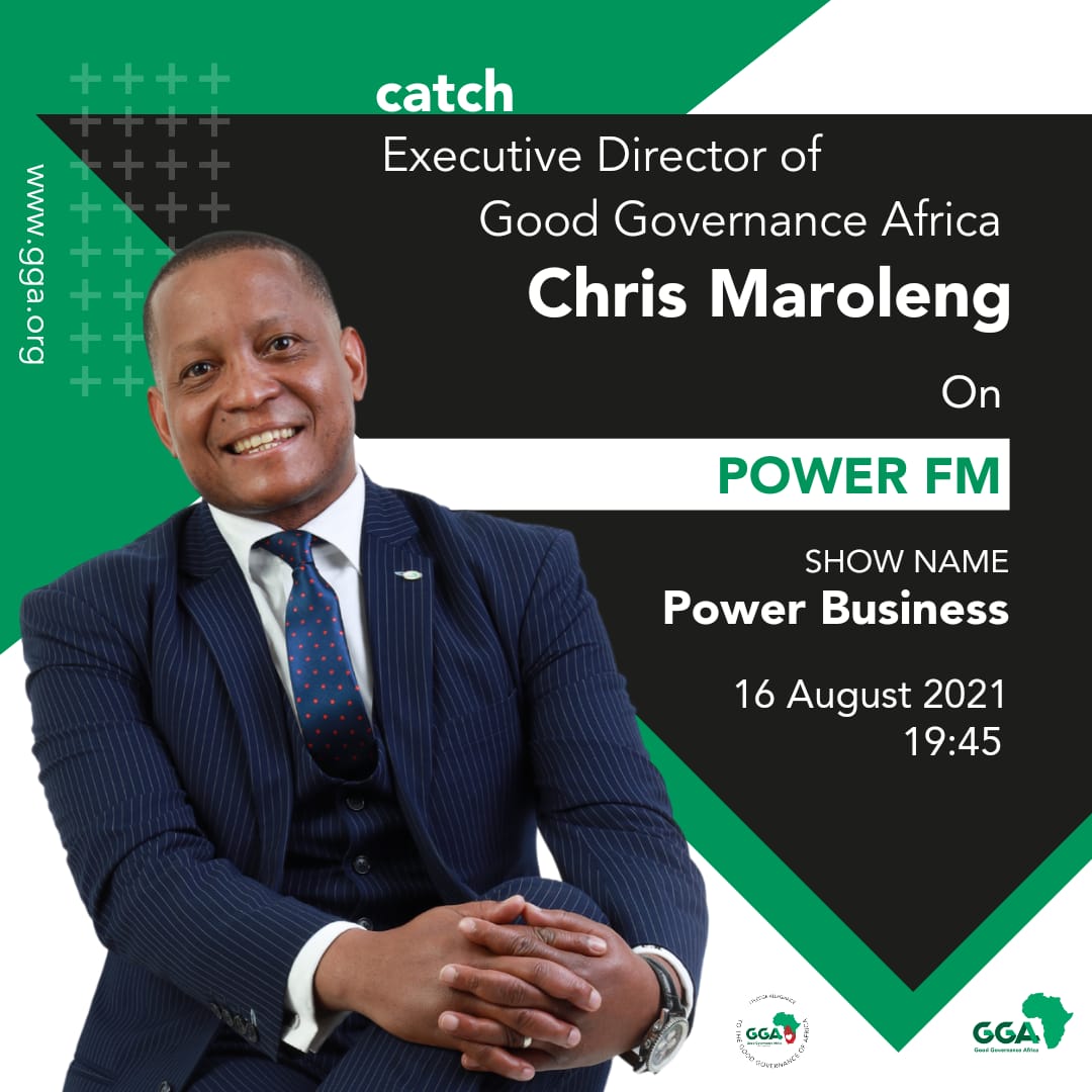 Executive Director at Good Governance Africa Chris Maroleng will be live on Power FM 98.5 this evening at 19:45 discussing the role of Good Governance Africa as an advocacy think tank

#ChrisMaroleng #GoodGovernanceAfrica #GGA #PowerBusiness #KhayaSithole #PowerFM #Ramaphosa