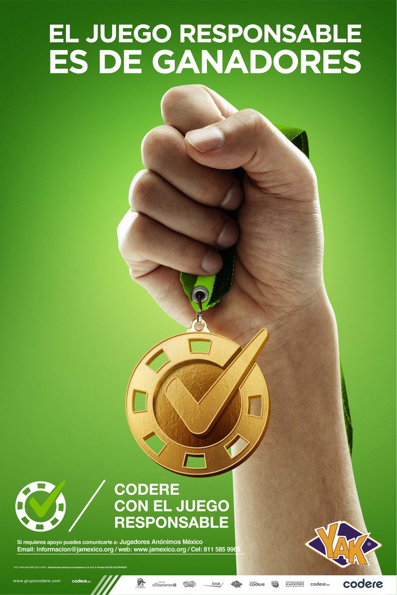 Estamos comprometidos en jugar con responsabilidad, porque un juego responsable es de ganadores. 
#GrupoCodere #JuegoResponsanle