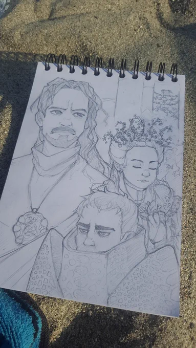 On vacation, forgot the cable to my tablet.
Therefore reconnecting with pen&amp;paper..

I quite like this page, so I thought I'd share, perhaps digitize it when I come back home.

( #KaamelottPremierVolet just won't leave my mind) 
#Kaamelott #kaamelottauciné 