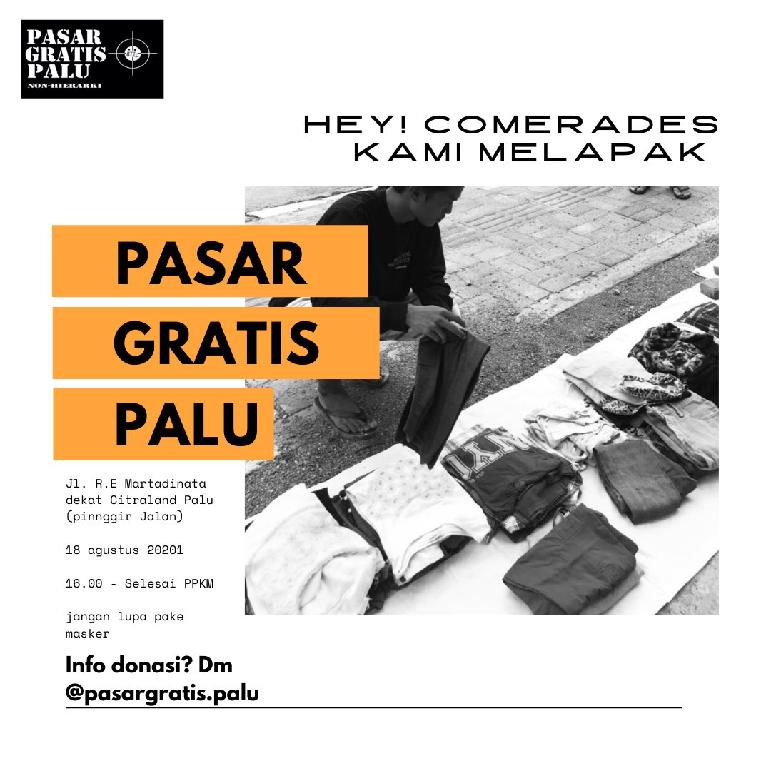 pasargratispalu's tweet photo. Besok sore Pukul 16.00 - selesai PPKM. Bawa kebahagiaan masing-masing dan tebarkan ke yang lain salam hangat dan sampai jumpa 🌹 https://t.co/OhYGyv7flN
