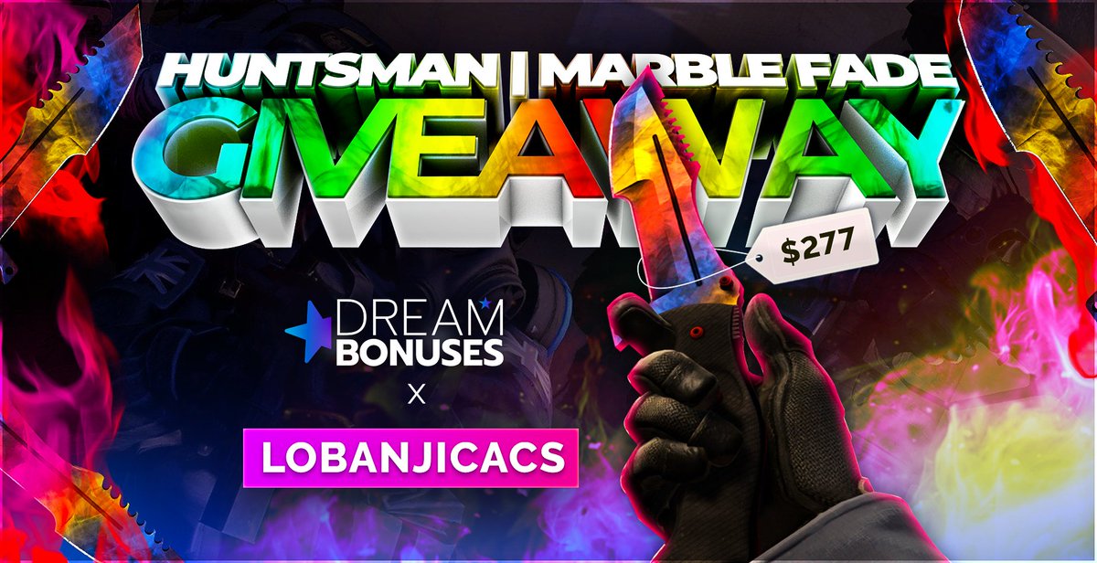 LobanjicaCS's tweet photo. 🎁 Huntsman | Marble Fade (FN) GIVEAWAY 🎁

To enter:
- Follow @dreambonuses &amp; @LobanjicaCS
- RT &amp; Like
- Tag one (or more) friend!

Ends in 7 days. Good luck everyone! ❤️ #CSGOGiveaway https://t.co/8nlYGChFGQ