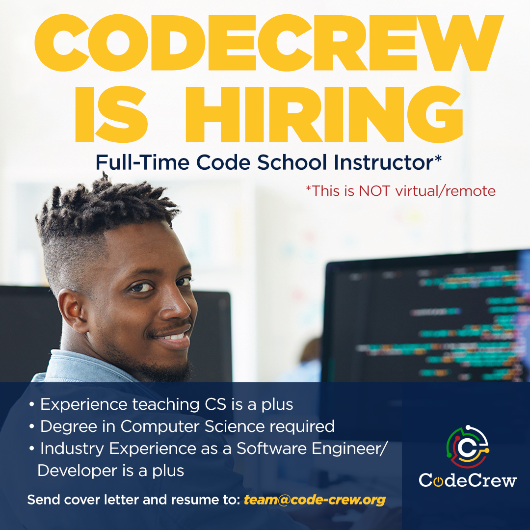 CodeSchoolMphs's tweet image. Wanting to join the Crew? Apply to be a Full-Time #CodeSchool Instructor today! #gritgrindcode