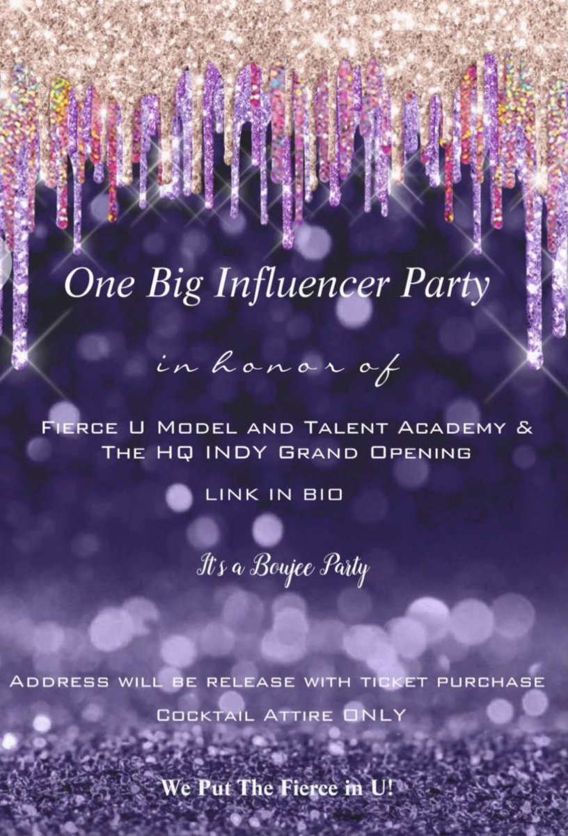 fierceuindy's tweet photo. Join us for one BIG celebration! We will be so excited to see you all. Not only this is a party, but also a networking event to connect with MANY influencers, photographers, videographers, and so many more!Once you purchase a ticket, we will send out the location of the party! https://t.co/LCDZ2hbYSW