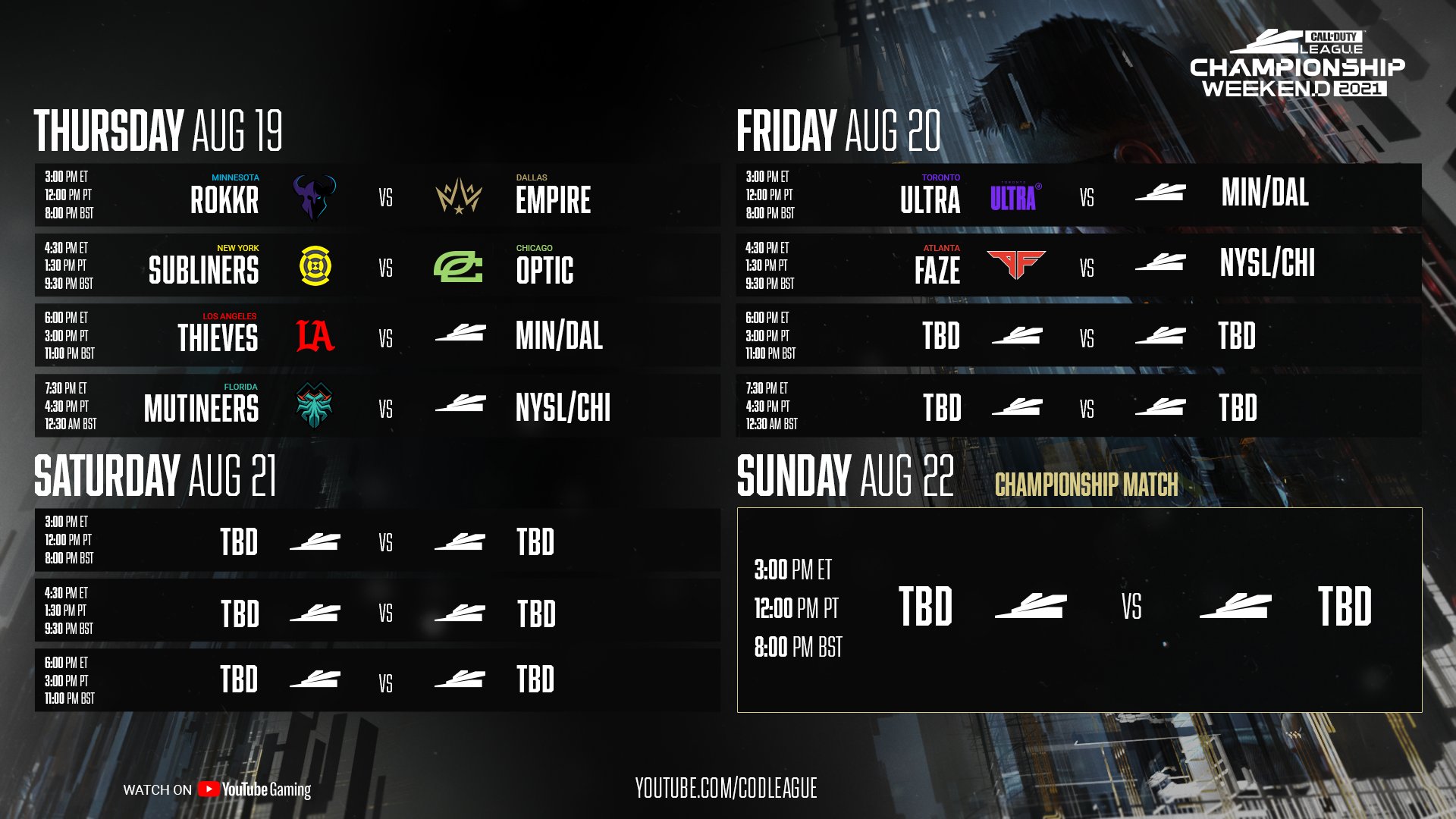 Call of Duty League on Twitter "Mark your calendars because it's
