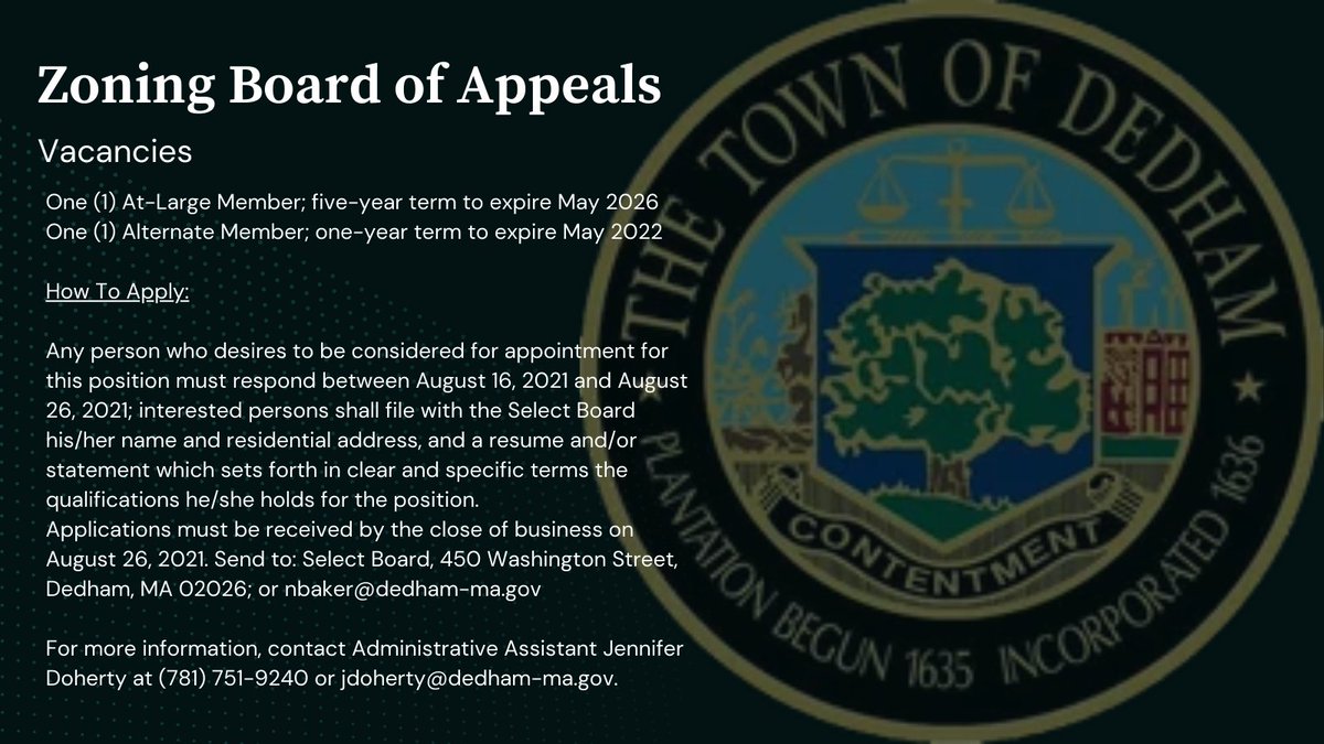 Dedham, MA Planning and Zoning (DedhamPlanning) Twitter
