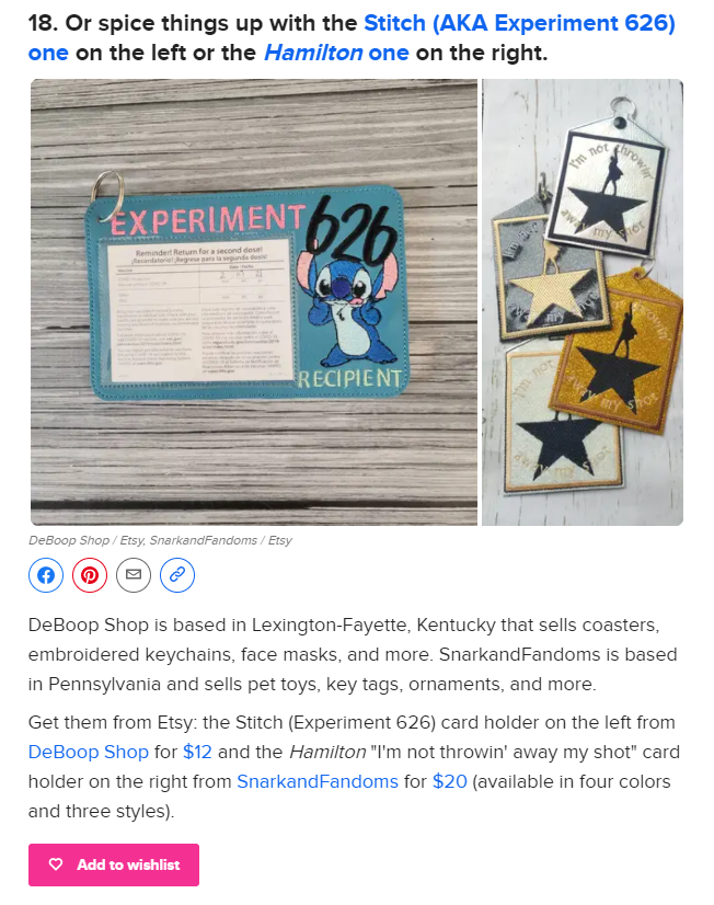 So stinkin' excited to see my momma's shop featured in a <a href="/BuzzFeed/">BuzzFeed</a> article today! Now the world gets to see a glimpse of my momma's amazing talents!

You can get your own vaccine card holders from her at deboopshop.com.

buzzfeed.com/samanthawieder…

 #mymommaistalented