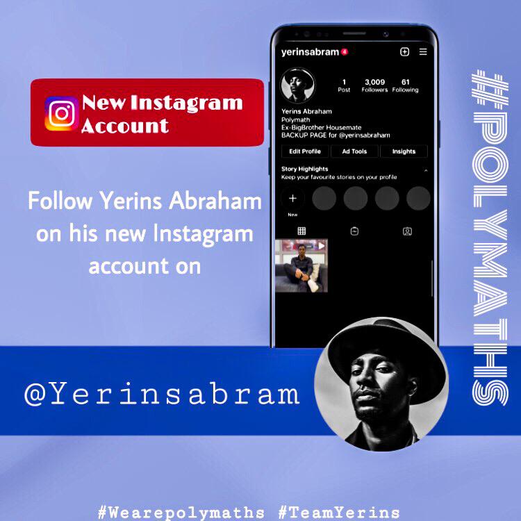 d_polymaths's tweet photo. Guys go follow @yerinsabraham new IG account. His former account got disabled for reasons unknown but we are working to get it back and working but in main time follow @yerinsabram on IG to connect with the Polymath himself. #TeamPolymaths https://t.co/6kWzRVCBsJ
