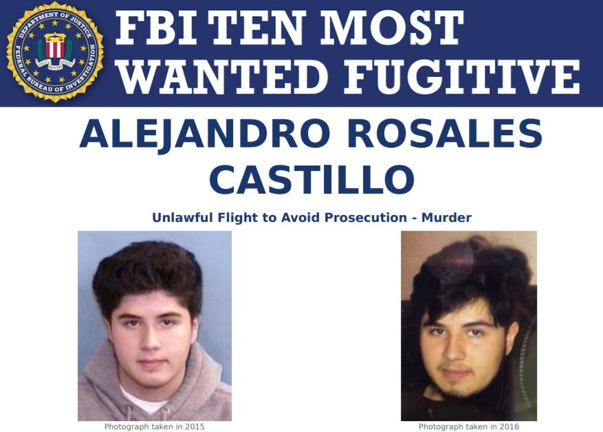Alejandro Rosales Castillo is wanted by the #FBI for the murder of a female co-worker in Charlotte, NC. Her vehicle was found in AZ on Aug 15, 2016. On Aug 17, 2016, her body was found in Cabarrus County, NC, with a gunshot wound to the head: fbi.gov/wanted/topten/…