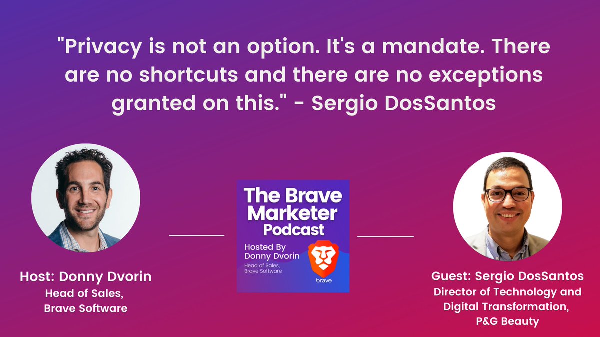 This week on #TheBraveMarketer, Sergio DosSantos, Director of Technology & Digital Transformation @PGBeauty, shares how brands need to earn consent from consumers through active participation before they collect their data. Full #podcast episode here: kite.link/Sergio