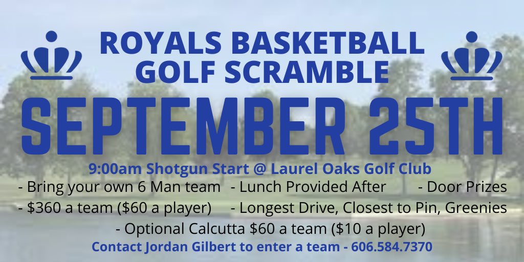 MCRoyalsBBall's tweet photo. That time of year!!

Royals Basketball Golf Scramble this year will be Sep 25th @ Laurel Oaks Golf Club.

9am Shotgun start

See image below for instructions on entering a team!

GO ROYALS https://t.co/R9STKQyL3x