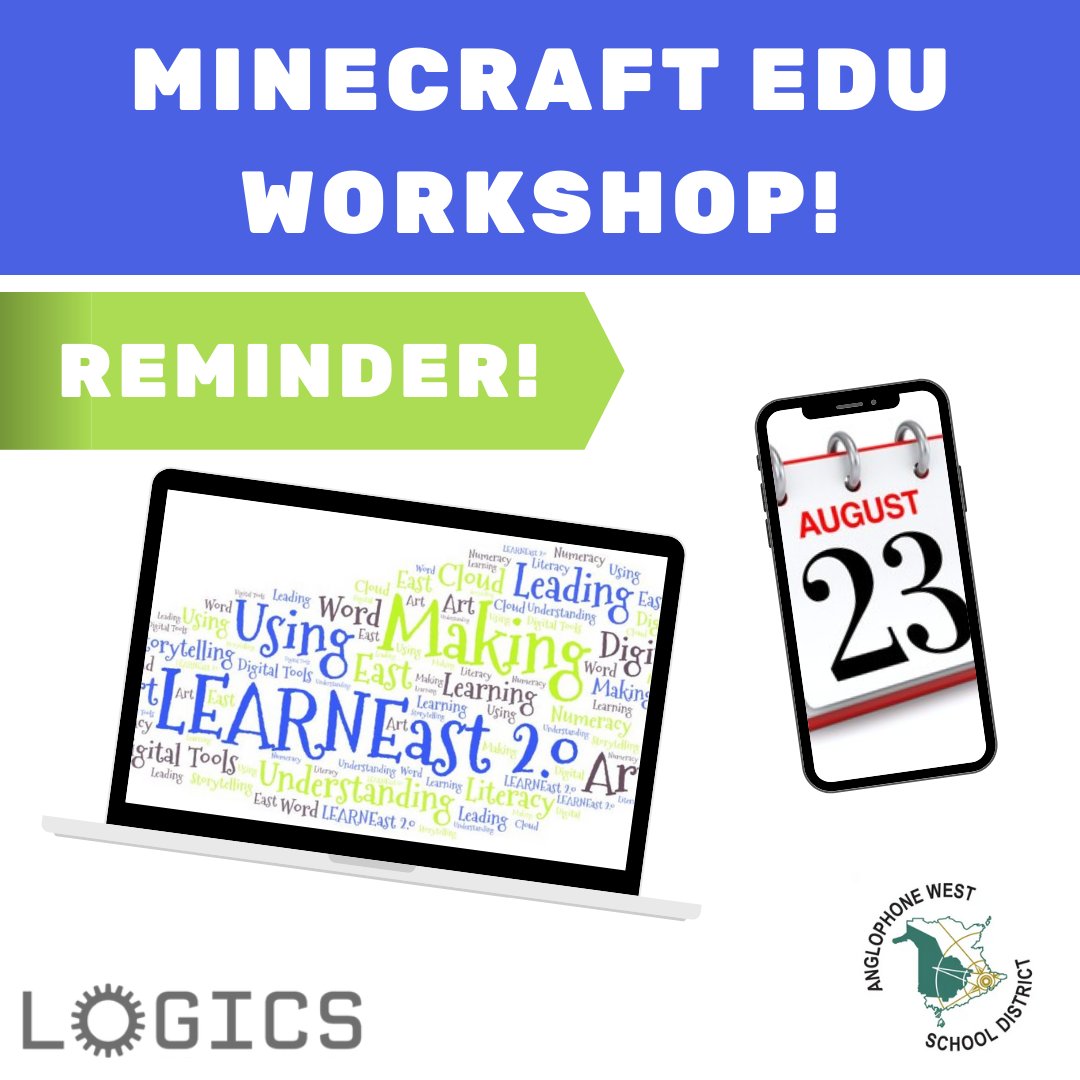 LOGICSAcademy's tweet image. Reminder! Join us at the @LearnEAST conference this year! We’re running a workshop on an Introduction to #MinecraftEDU on August 23rd from 1:30-2:30 PM EST / 2:30-3:30 PM ADT. #LearningUnmasked Link to register: logicstechnology.eventbuilder.com/event/48682