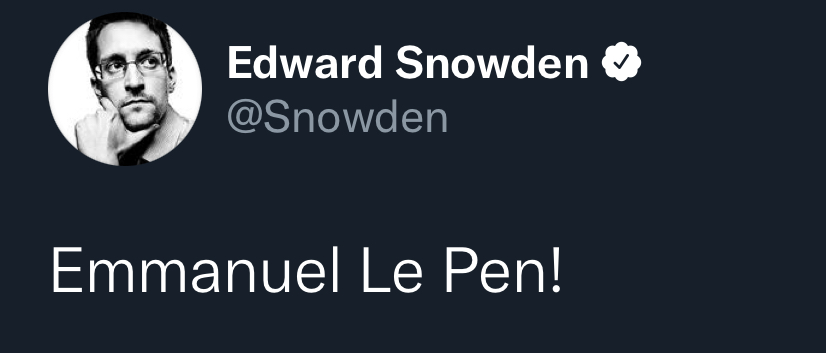 🇫🇷 #Macron20h : réaction d’Edward #Snowden au discours d’Emmanuel Macron sur la situation en #Afghanistan. (tweet)