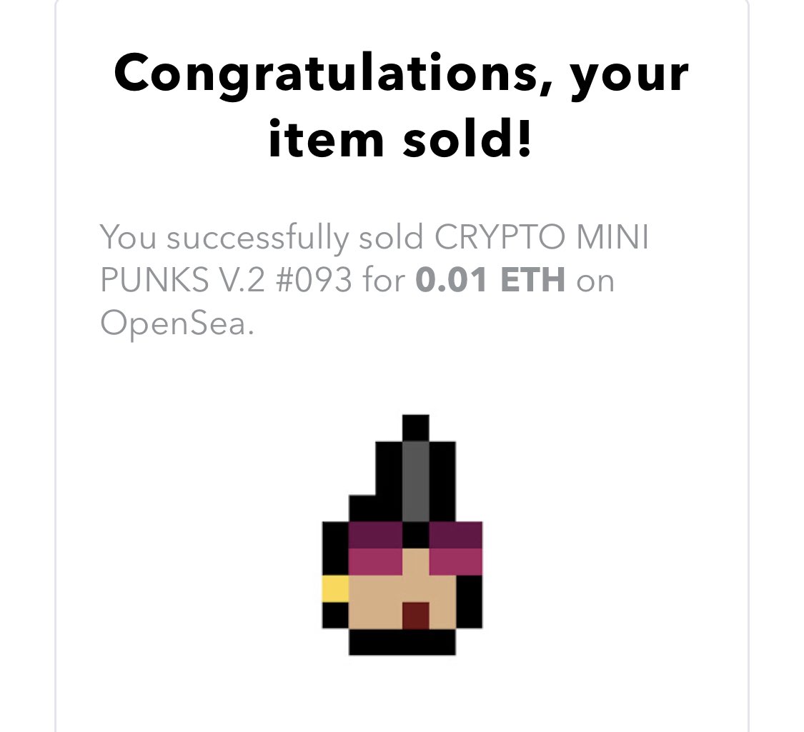 CryptoMiniPunks's tweet photo. SOLD! #93 is gone!
Thereβs only 100 of these little guys! Better grab your favorite #cryptominipunk
https://t.co/oOUdcFIHne https://t.co/syGVyRauXt