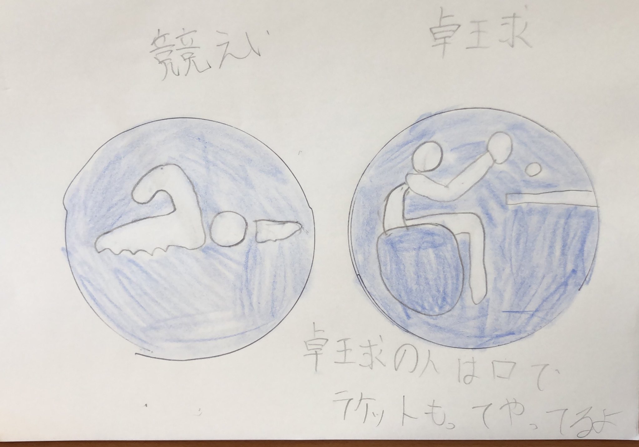 かに シンカ好き ピクトグラム その5 ピンと来ないから 円も描いてみた 母が円を描くのが下手でごめんなさい Tokyo ピクトグラム パラリンピック イラスト初心者 お絵かき お絵かき初心者 絵描き初心者 絵描きさんと繋がりたい イラスト