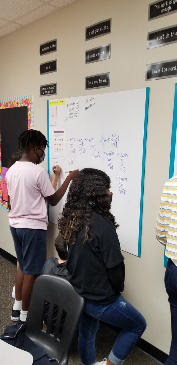 CoffelsMs's tweet photo. I saw such great engagement today! The task: How many different orders could they make with $5 for each order. And they had to calculate the change from $5. A great task for adding/subtracting decimals. #buildingthinkingclassrooms #wearehawks https://t.co/zD2Il1fRbN