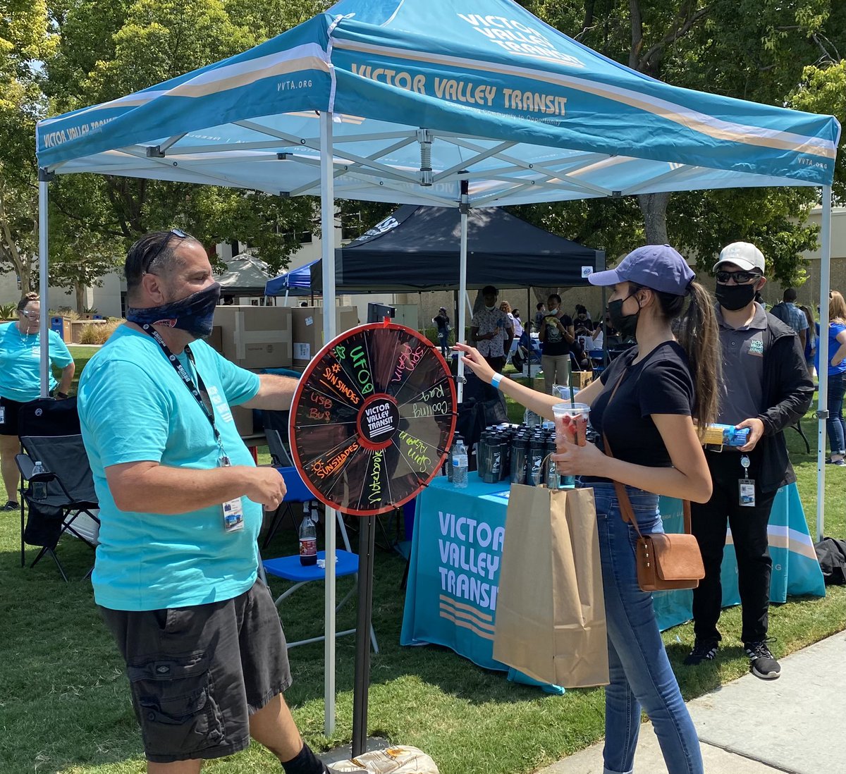VVTransit's tweet photo. It’s been a busy day at @ASI_CSUSB for Coyote Days!
We are giving out a lot of goodies with our prize wheel and reminding students that “You Ride for Free, When Your a Coyote”!!
#CSUSBCWD @CSUSBChronicle https://t.co/G9ua67kiCE