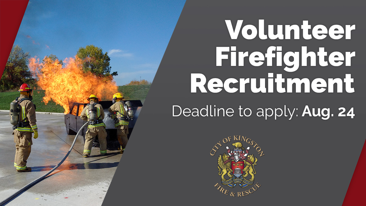 Want to give back to your community? Consider the fire service! We're recruiting volunteer firefighters for all our volunteer-based stations. 
#1 – Joyceville
#2 – Brewer’s Mill Rd.
#3 – Gore Rd.
#7 – Woodbine
#8 – Glenburnie
#9 – Rock Rd.
Visit: CityofKingston.ca/careers #YGK