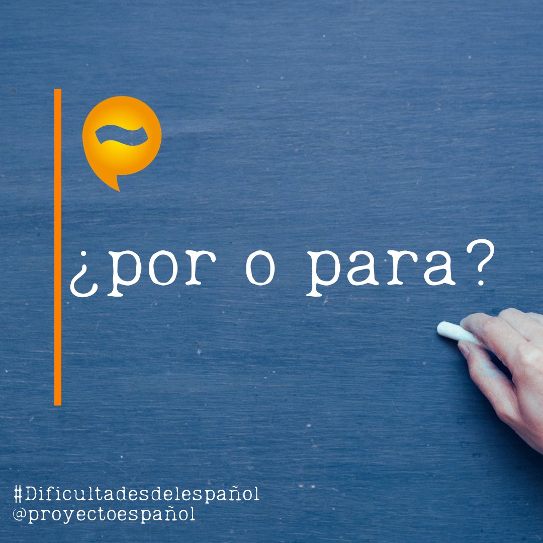 Una gran dificultad que tienen muchos de nuestros estudiantes, debida a la influencia de su idioma nativo, concierne el uso correcto de las preposiciones POR y PARA. 

Si quieres aprender un poco más visitar nuestra clase de hoy en nuestro Blog:

🌐proyecto-es.com/blog/2021/08/1…