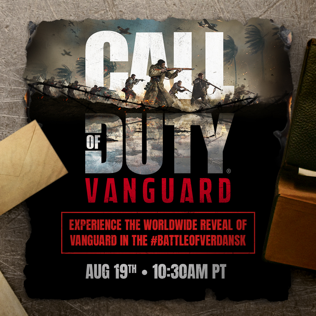 Drop into #Warzone this Thursday to experience the worldwide reveal of Vanguard.

We know not everyone is free in the middle of a Thursday, so reply with #Vanguard and we’ll send you an airtight excuse for whatever you had planned.
