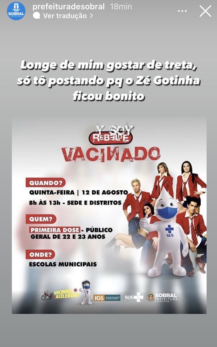 aconteceuof's tweet photo. A prefeitura de Sobral não deitou para o Christopher Uckermann e tacou o Zé Gotinha no lugar dele, ícones da conscientização 🗣 https://t.co/VNNNelGysO