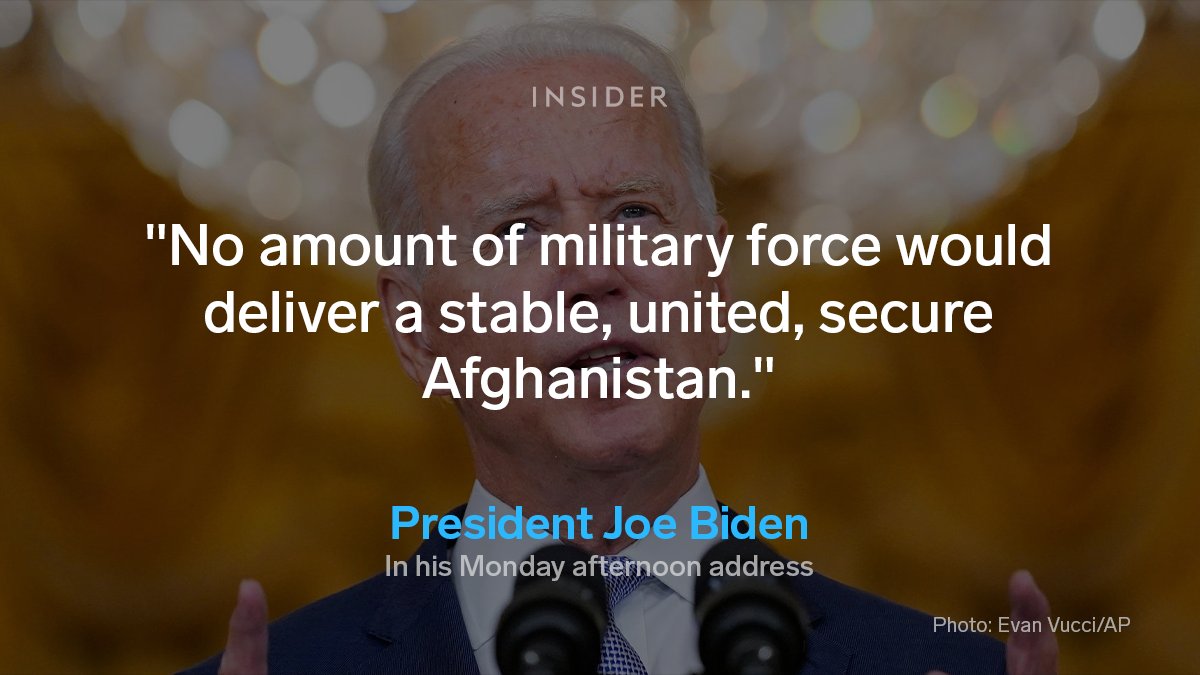 thisisinsider's tweet photo. Biden also blamed Afghanistan's political leadership for the collapse of the government and the ensuing chaos. 

"We gave them every chance to determine their own future. What we could not provide them was the will to fight for that future."

https://t.co/itJ6NVjUqq https://t.co/aevYiKhMzL