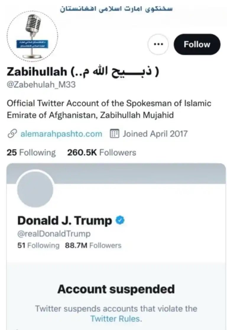 US -Général Flynn : 
Lorsque le chef des talibans en Afghanistan est autorisé à avoir un compte Twitter, mais que le président Trump est interdit. Tout le monde doit s’éloigner de Twitter maintenant.