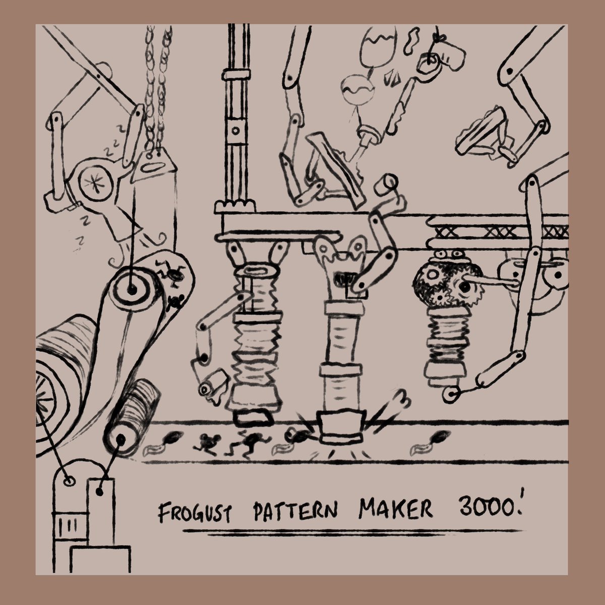 ArtisanBinks's tweet photo. Day 16 of #Frogust using @art.of.caro's #promptlist. Todays prompt was #pattern

Inspired by @MattiasInk i free hand doodled an imaginative #machine that makes #patterns of #frogs.

#frogust2021 #patterndesign #imagination #artisanbinks #fun https://t.co/dC002fIgpO