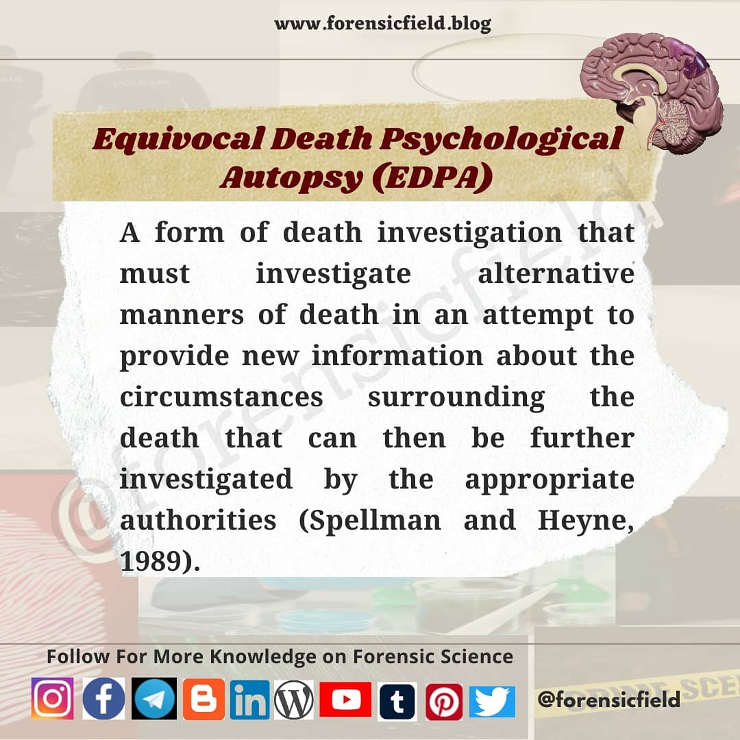 ForensicField's tweet photo. Did You Know there's is 3 types of Psychological Autopsy?
--
#forensicfield #forensicscience #psychologicalautopsy #autopsy #forensicpsychologist #forensicpsychology #crimescene #crimesceneinvestigation #crimesceneanalysis #forensicknowledge #knowledge #criminalminds #psychology https://t.co/ssqjrBlGYk