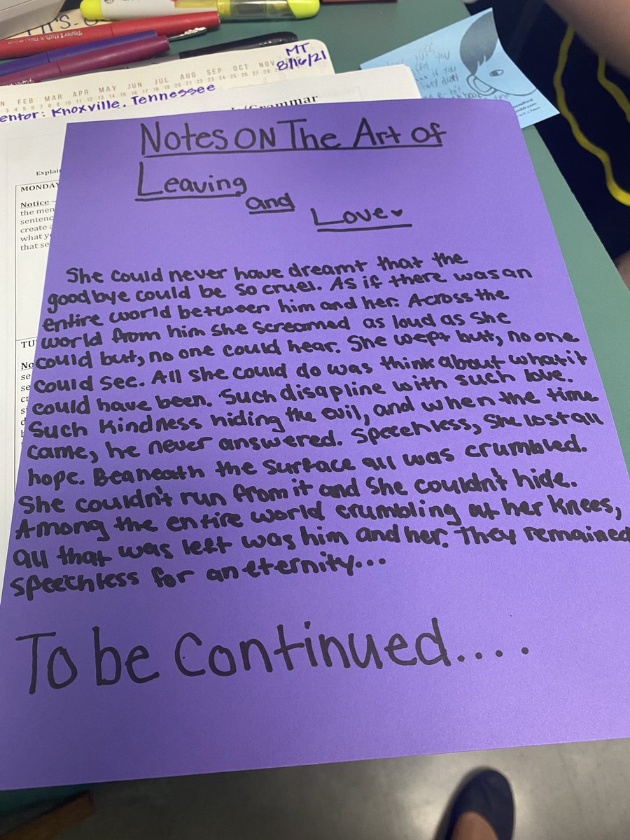 A student shared her mentor text writing response with me today. She took “Notes on the Art of Poetry” and made it her own. She played with it more over the weekend and was feeling proud of her writing!