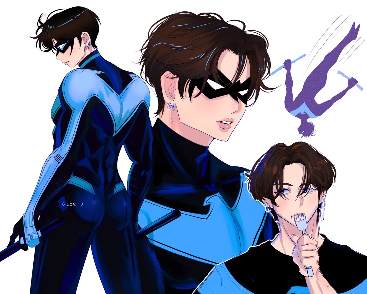 zoromins's tweet photo. Jungkook as Nightwing https://t.co/0BmiPjpl27