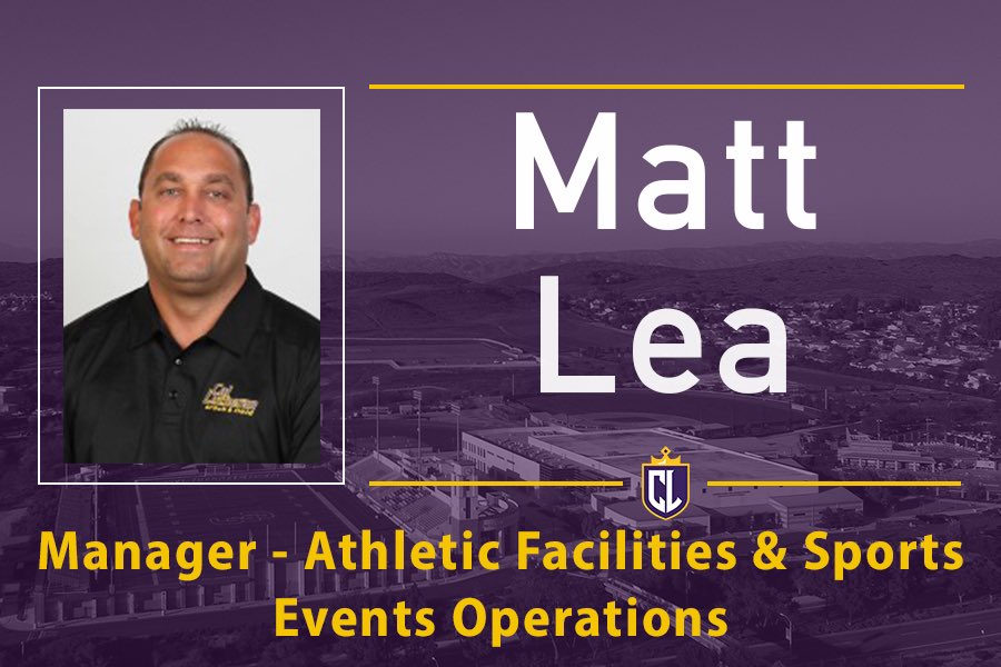 CLUSports's tweet photo. The California Lutheran University athletics department is proud to announce that longtime cross country and track &amp; field coach Matt Lea has been promoted to the new position of Manager – Athletic Facilities &amp; Sports Events Operations.  

Release: https://t.co/TyIlMsKhes https://t.co/yWPqo2aTay