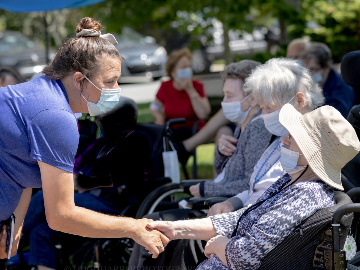 I got to see some of my favourite people today - at Shoreham Village. Working in long-term care, I got to see each person for who they are, and I worked hard to keep their care dignified, present and the best it could be. I'm still working for that, in my run for MLA. Go vote.