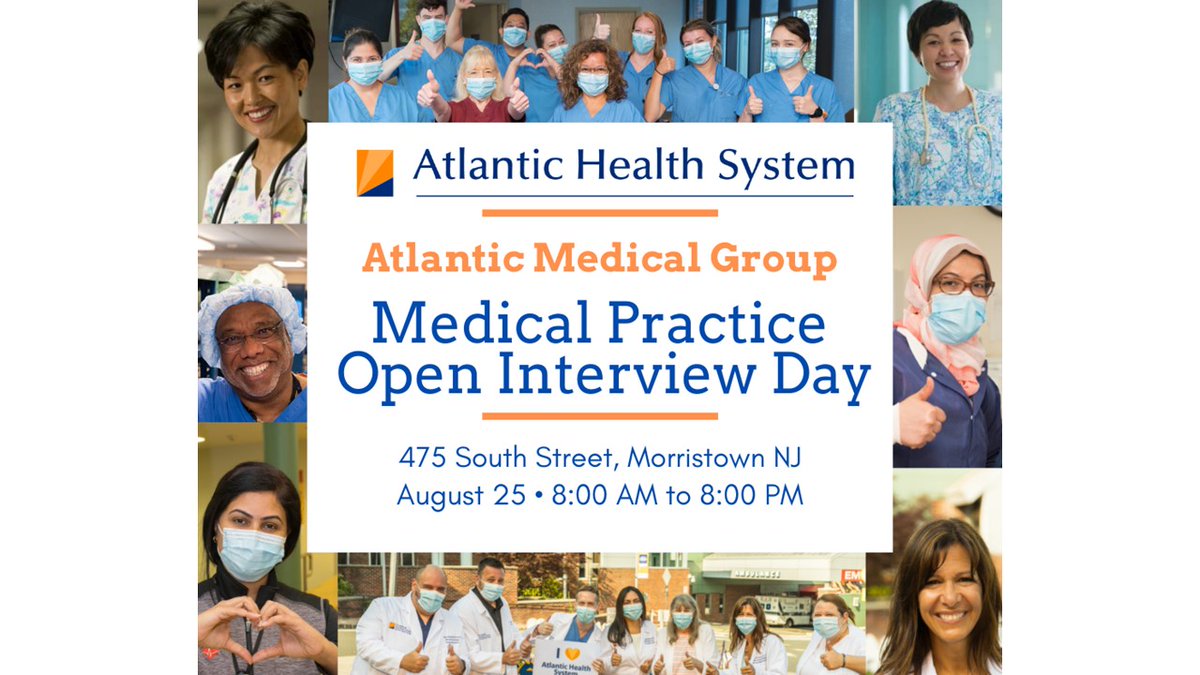 We are hosting our biggest career fair of the year on Wednesday, August 25 from 8:00 am - 8:00 pm. Come join us at 475 South Street, Morristown NJ to speak with recruiters about your passion for healthcare. Learn more and register here today: bit.ly/37Ra2wA