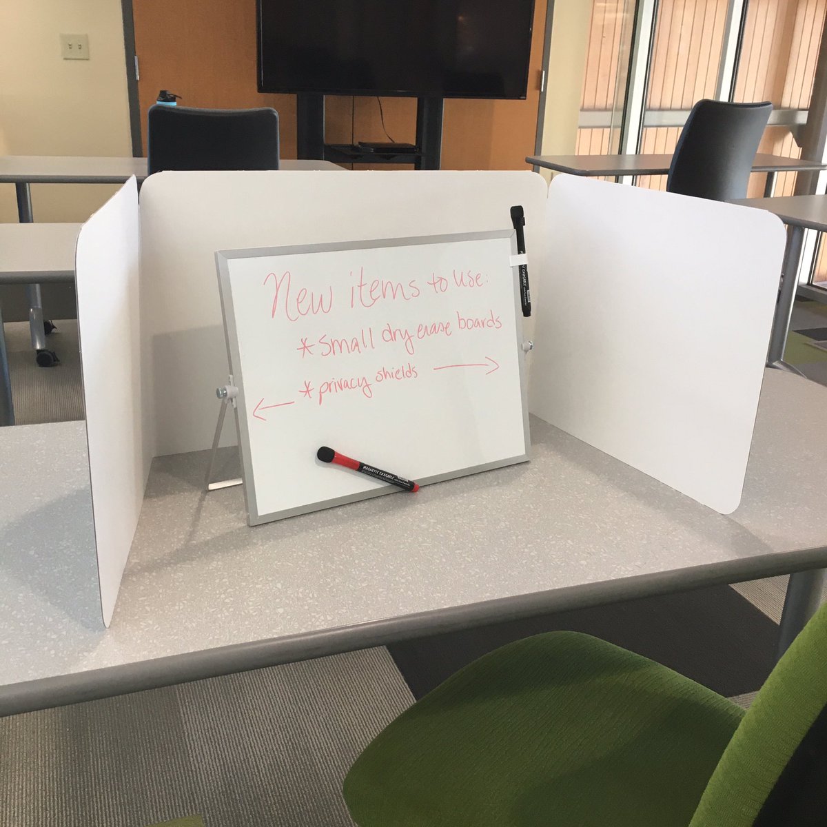 asmsalibrary's tweet photo. Are you easily distracted? Good news! The #asmsalibrary now has privacy shields to help you focus AND there are small dry erase boards to use! Studying just got better! https://t.co/naFrB5MZR1