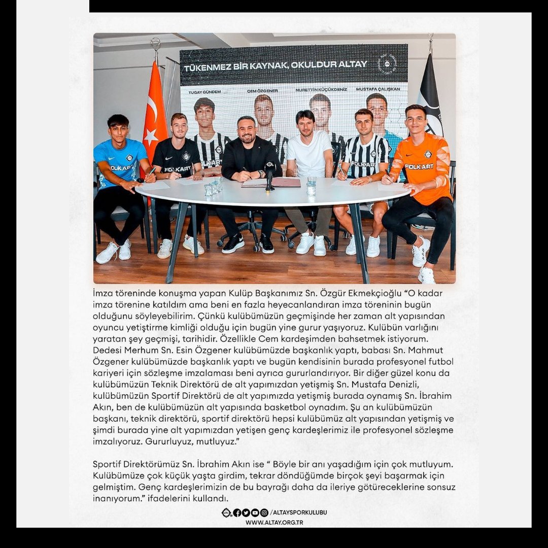 AltaySporOkulu's tweet photo. SPOR OKULLARINDAN  SÜPER LİG'E.. 
Altay eski  günlerdeki gibi yetiştirici kimliğine döndü. Spor Okullarından yetişip Altay U-19 takımının oyuncuları 2004 doğumlu Cem Özgener, Nurettin Küçükdeniz ve Mustafa Çalışkan profesyonelliğe geçişin ilk imzalarını attılar. 
#İlkGündenBeri https://t.co/3Db8M9JIdt
