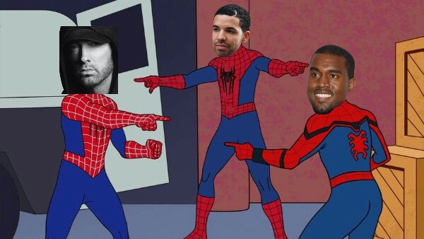 Eminem, Kanye and Drake waiting for each other to release an album first