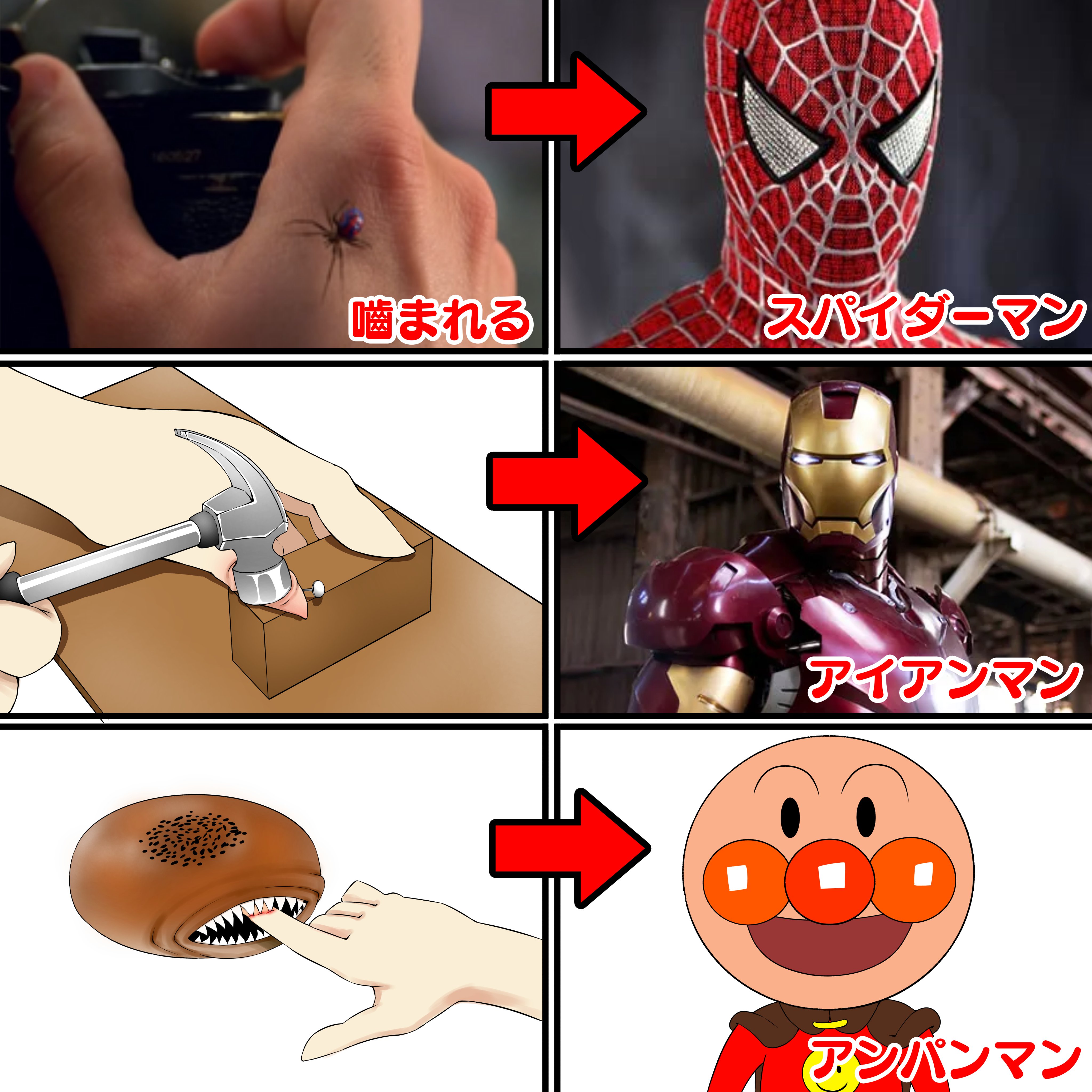 川井 テスラ イラスト垢です フォロバ100 スパイダーマンはクモに噛まれて ヒーローになったけどその理屈だと アンパンマンはパンに噛まれたことにwwwwww イラスト あるあると思ったらrt イラスト好きな人と繋がりたい 絵描きさんと繋がりたい 漫画